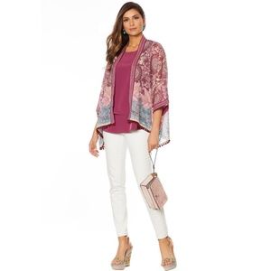 Colleen Lopez Kimono w/ Pom-Pom Trim  Sz. xs/s